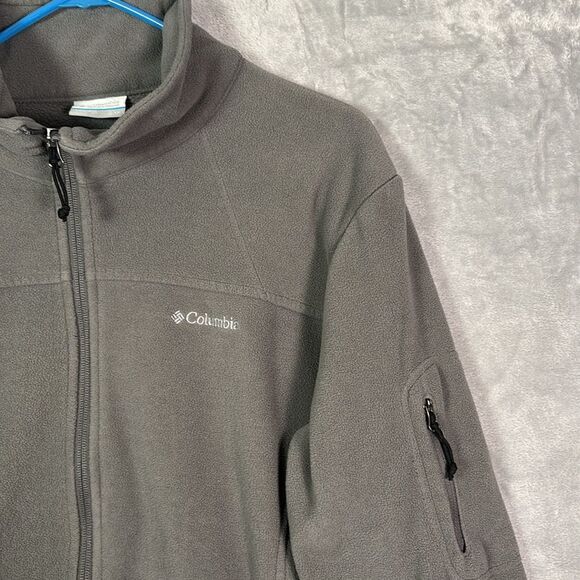 Columbia Gray Full Zip Soft Warm Fleece Zippered Pockets Size 1X - Picture 3 of 8